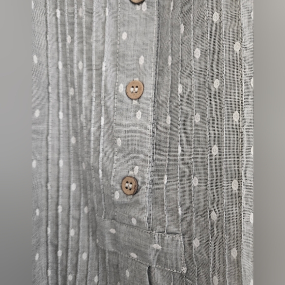 NWT John Mark Mixed Media Polka Dot Boho Embroidered Floral Detailed Shirt XL - Picture 3 of 9